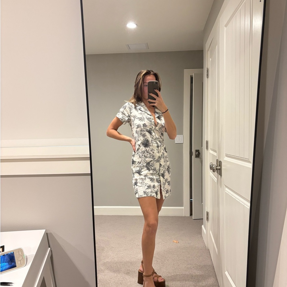 Joie White and Black Floral Mini Dress